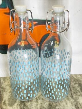 IKEA Korean Glass Water Bottle Flip Top Lock Top Glass Bottle With Locking Wire